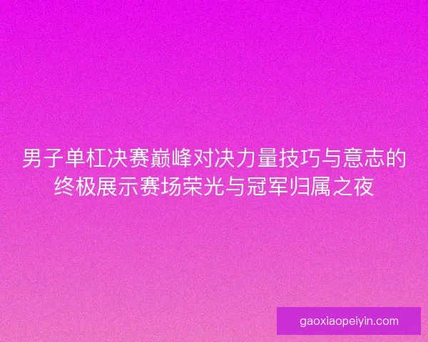 男子单杠决赛巅峰对决力量技巧与意志的终极展示赛场荣光与冠军归属之夜